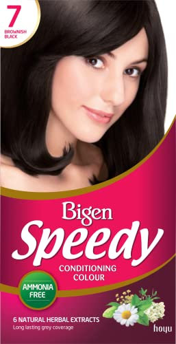Bigen Speedy Conditioning Colour | Cubre las canas en 10 minutos | Con 6 extractos herbales naturales - Marrón Negruzco No. 7