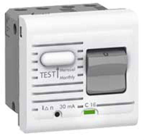 Legrand 077534 Mosaic Uni+Neutre Disjoncteur Différentiel, 230V, 16A, 2 Modules, Blanc