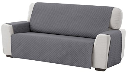 Textil-home Sesselschoner Sofaüberwurf Adele, 4 Sitzer - Reversibel gepolsterter Sofaschutz. Farbe Grau