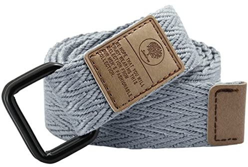 KYEYGWO Leinwand Gürtel für Damen und Herren, Verstellbare Canvas Stoffgürtel mit Doppel D-Ringe Schnalle, Grau(110cm Gesamtlänge)