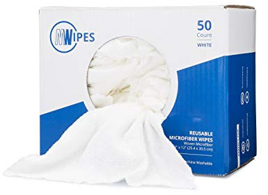 Mwipes™ 10 x 12 Reusable Microfiber Wipes - MWipes1012-White - 50 Per Box (White)