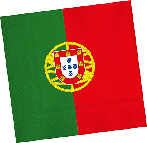 20 Servietten * Portugal * für EM 2024 Party und Geburtstag | portugiesisch Länder Fahnen WM 2026 Mottoparty Napkins Papierservietten