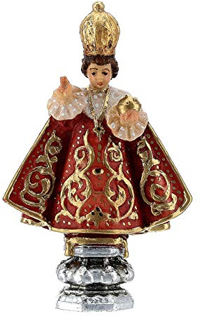 Holyart Statuen aus bemalten Holz: Holzstatue Prager Jesulein bemalt Grödnertal, 8 cm