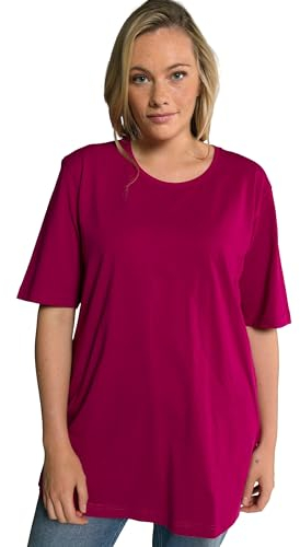 Ulla Popken Damen Basic-Shirt, Rundhals T-Shirt, Magnolienrot, 58 Große Größen EU