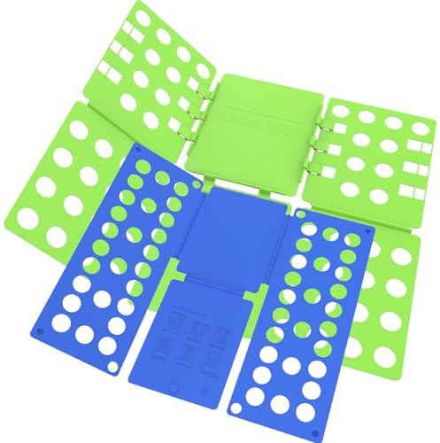 BoxLegend Shirt Folding Board - Easy & Fast Laundry Solution for Kids & Adults (Green & Blue)