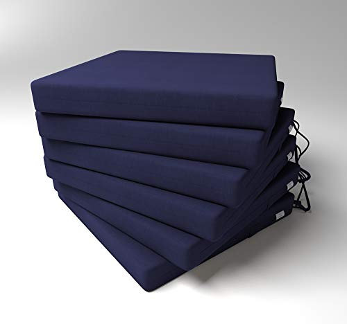 Market-Alley Stuhlkissen Sitzkissen mit Bänder für Gartenstuhl, Küche oder Esszimmerstuhl Stuhlauflage (115 Marineblau 40x40x4cm - 6er Set)
