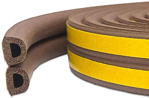 Dichtungsband für Türen, Türdichtung D-Profil Gummidichtung Fensterspalten gegen kalte Zugluft, Lärm (D-Profil Braun 12mm (B) x 10mm (D), 6 Meter)