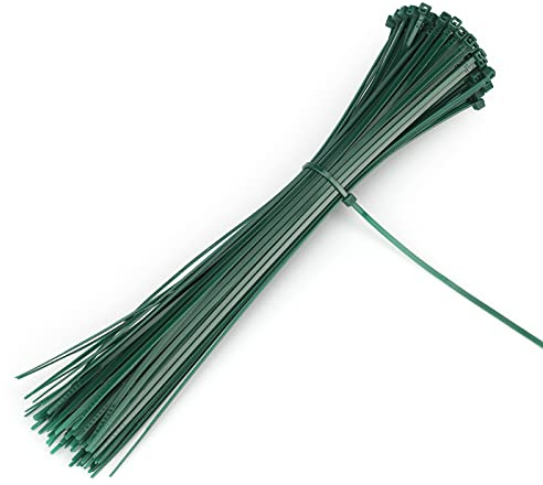 KINGLAKE 100Pcs 250x2.5mm Self-locking Garden Cable Ties Dark Green Plant Nylon Ties Adjustable Zip Ties Multi-Purpose