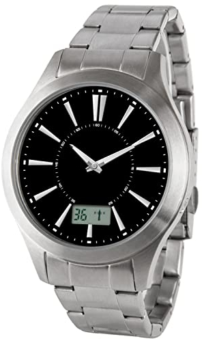 Zeit-Bar Funk-Armbanduhr Herren, Edelstahl, mit Datums- und Sekundenanzeige