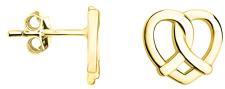 SOFIA MILANI - Damen Ohrringe 925 Silber - vergoldet/golden - Herzen Brezel Ohrstecker - E1204