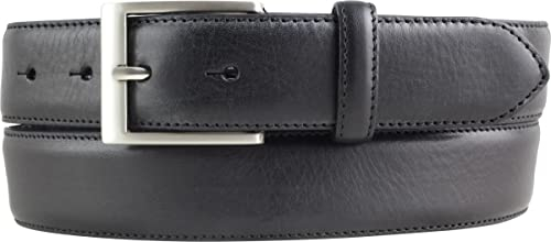 Hochwertiger Anzuggürtel aus Vollrindleder 3,5 cm | Bombierter Ledergürtel Herren 35mm | Business-Gürtel made in Italy | Schwarz 90cm