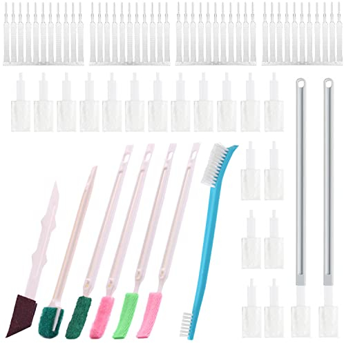 67 pezzi Spazzole per Pulizia, 40 Spazzola del Soffione della Doccia Ugello Anti-Intasamento, 20 Usa e Getta Spazzole delle Fessure per Toilette, 7pz 7in1 Casa Pulitore per Fessure Dettaglio Profondo