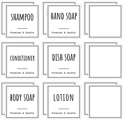 Segbeauty Seifenspender Aufkleber Set, Etiketten Selbstklebend Wasserdichtes Ölbeständig, 6 Blatt Leer und Markiert Klebeetiketten, zum Beschriften Identifizieren für Küche Bad Hotel (Einzeln 6x6 cm)