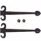 Pair of Black 400mm Decorative Dummy Hinges Vintage Spear Fleur De LYS Style Garage Gate Front Door Shutters Wrought Iron Look with Fixings