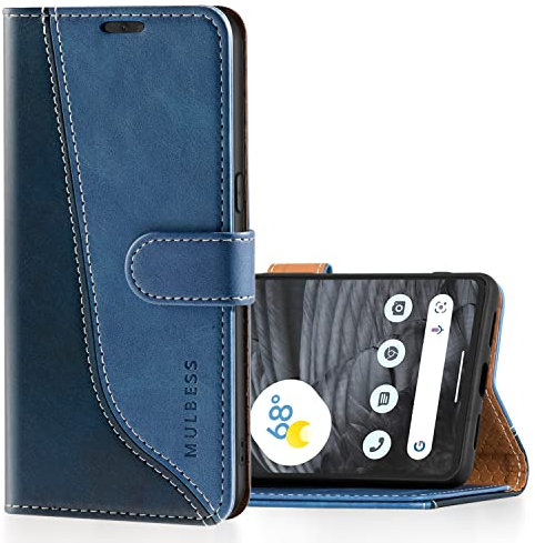 Mulbess für Google Pixel 7 Pro Hülle, Handyülle Leder mit Kartenfach, Klapphülle mit Magnetverschluss, Flip Case Etui Handytasche Schutzhülle, Stilvoll Diamant Blau