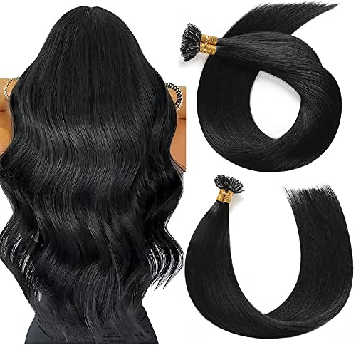 YILITE U Tip Hair Extensions Real Human Hair 14 inch 50 Strands 40g Pre Bonded Silky Straight Human Hair Extensions Keratin Nail U Tip Hair Extensions(14 Inch #1 Jet Black)