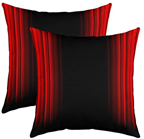 Loussiesd Abstrakte Geometrie 2er Set Kissenbezüge Kissenhülle 50x50 Kissenbezug Rot und Schwarz Linie Drucken Dekokissen Moderne Einfache Geometrische Sofakissen Abstrakter Schatten Kopfkissenbezug