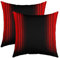 Loussiesd Abstrakte Geometrie 2er Set Kissenbezüge Kissenhülle 50x50 Kissenbezug Rot und Schwarz Linie Drucken Dekokissen Moderne Einfache Geometrische Sofakissen Abstrakter Schatten Kopfkissenbezug