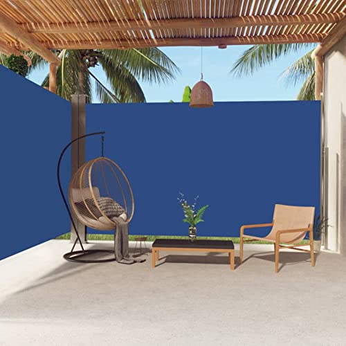 LAPOOH Seitenmarkise Ausziehbar, Windschutz Terrasse, Balkon Windschutz, Balkon Sichtschutz, Sichtschutz Zaun, Sichtschutzzaun, Markise Balkon, Sichtschutzwand, Blau 220x600 cm