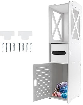 Badezimmerschrank, Hängeschrank, Toilettenschrank, Waschbeckenunterschrank, Kommode, Großer Stauraum & Mehrere Größenoptionen, Ideal für Bäder/Schlafzimmer/Toiletten Weiß Badmöbel (PVC/MDF-Werkstoff)