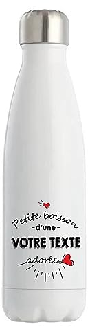 Gourde Isotherme personnalisable idée cadeau collègue Petite boisson Femme Adorée | Bouteille Thermos 500 ml Texte à personnaliser