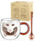 ecooe Katzen Tasse Süße Doppelwandige Gläser 280ml Latte Macchiato Gläser Cappuccino Tassen Katze Kaffeetasse Doppelwandig Kaffeeglas Teegläser Geburtstag Valentinstag Geschenke für Frauen Kinder