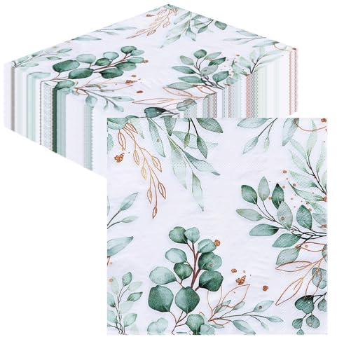 GROVBLE Servietten Eukalyptus,40 Stück servietten eukalyptus grün,servietten Hochzeit,Party Tischdekorationen,servietten grün Vintage Eukalyptus Papierserviette 33x33cm für Garten Hochzeit Party
