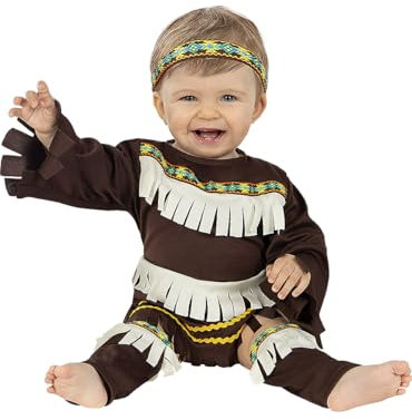 Funidelia | Déguisement indien pour bébé Indiens, Cowboys, Western - Déguisement pour bébé et accessoires pour Halloween, carnaval et fêtes. - Taille 6-12 mois - Marron