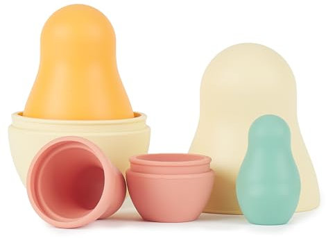 Bieco Silikon Matroschka für Kinder Tropical Vibes | Badespielzeug Baby ab 1 Jahr | Montessori Spielzeug Baby | Babuschka Puppen