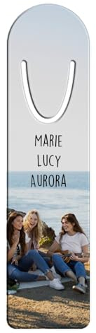 Wanapix | Personalisiert Lesezeichen mit Foto un Text | Original Bookmark aus Metall | Geschenk für Abschlussfeier, Jahrestag, Geburtstag, Valentinstag, etc. | Aluminium