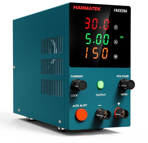 HANMATEK Fuente de alimentación de Laboratorio 0-30V 0-5A HM305M con Pantalla de 3 dígitos Protección OVP OCP