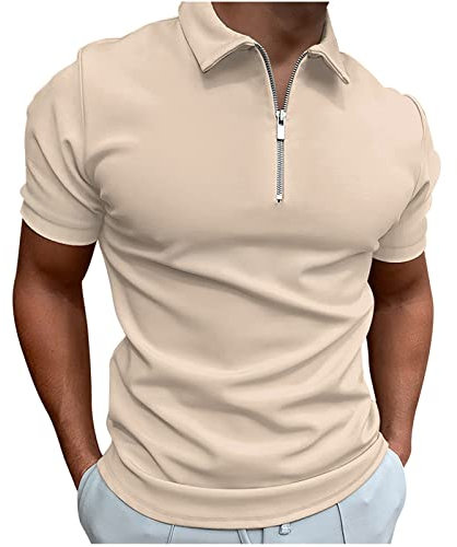 Mens Polos Shirts Short Sleeve UK Clearance Quarter Zip Golf Polos Shirts Slim Fit Contrasting Colors Tennis T-Shirt Breathable Summer Casual Tee Tops Turn-Down Collar Pullover