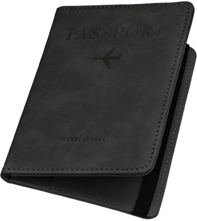 ILIYAH Reisepasshülle Passport Hülle Reisezubehör Passhülle Reisepass Organizer RFID Blocker Kartenhülle Elastischer Gurt Reisepass Hülle(Schwarz)