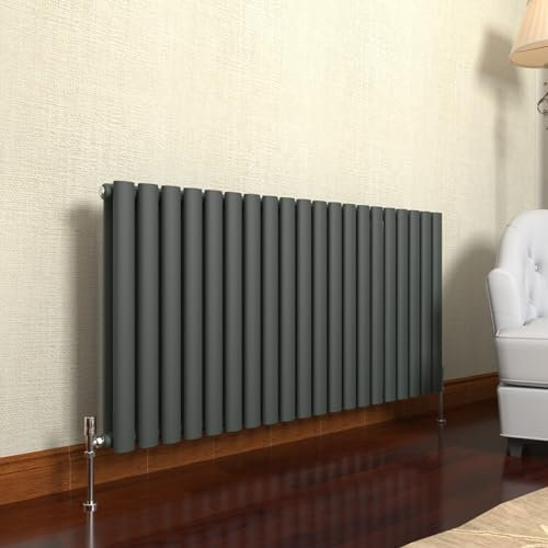 GY Bath Horizontal Radiator Anthracite Oval Column Designer 600x1180mm Double Modern Central Heating Rads