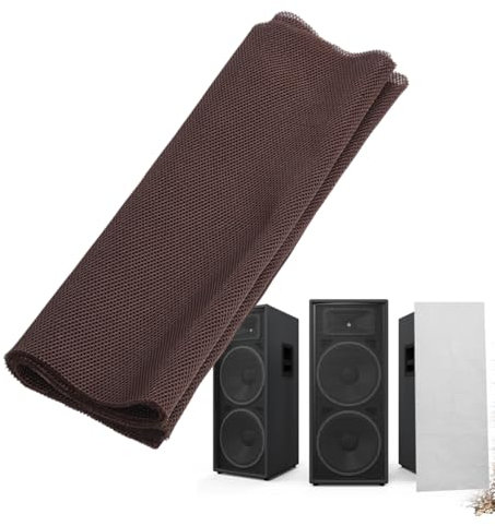 EIMSOAH Stereo Audio Speaker Mesh Grill Cloth, Dustproof Protective Cover, 1.4m X 0.5m, for Large Sound Box, Stage Sound Box, KTV Box, Etc (Brown)