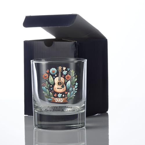 ukgiftstoreonline Personalised Guitar Dad Whiskey Glass Gift Boxed