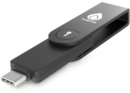 Thetis Pro-C FIDO2-Sicherheitsschlüssel-Passkey-Gerät mit USB C und NFC, TOTP/HOTP-Authentifizierungs-App, FIDO 2.0-Zwei-Faktor-Authentifizierung 2FA MFA, funktioniert mit Windows/macOS/Linux/Gmail