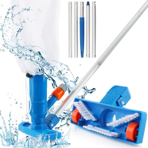 Aspirateur de Piscine, Darryy Kit d'entretien pour Piscine, Balai Aspirateur Piscine Filtre, avec Sac Filtrant et Perche Réglable pour Le Nettoyage des Piscines, Étangs, Fontaines, Etc