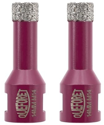 QUEFORET Forets Diamant pour Carrelage 14mm x M14-2 Pièces Trépan de Forage pour Céramique Porcelaine Marbre Granit pour Meuleuse d'Angle