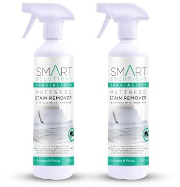 SMART Mattress Stain Remover With Dust Mite Inhibitor (Pack of 2) – Your Powerful, Effective & Fast Acting Solution For Removing Stubborn Stains And Dust Mite Infestations