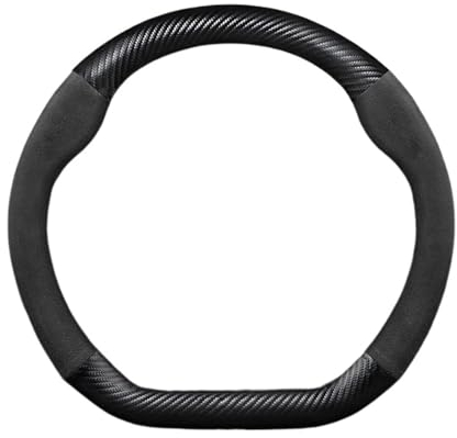FIXCOR 38 cm Carbon Fiber PU Leder Auto Lenkrad Abdeckung Für A-UDI A3 8P 8L 8V S3 RS3 Q3 S Linie 2014-2023 Lenken Schutz Abdeckung Auto lenkradbezug(D Fiber Black)