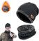 DONGSZQ 2 in 1 Winter Beanie Hut, Schal, Winter Warm Mütze und Loop Schal Set, Beanie Mütze und Loop Schlauchschal, Doppelschichtiger Plüschfutterhut und Halswärmer für Herren und Damen