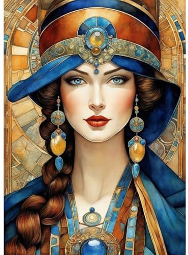 QENSPE 5D Diamond Painting Vintage Lady Diamond Art Kits for Adults, Round Full Drill Vintage Diamond Painting Kit with Tools for Beginner, DIY Gems Art Craft for Home Wall Decor 12x16 inch
