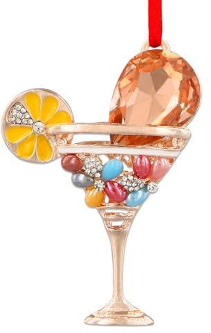 WaaHome Metal Cocktail Christmas Ornaments - Martini Ornament for Christmas Tree Decorations Unique Wine Glass Ornament Drink Christmas Tree Ornaments Gifts for Women Men