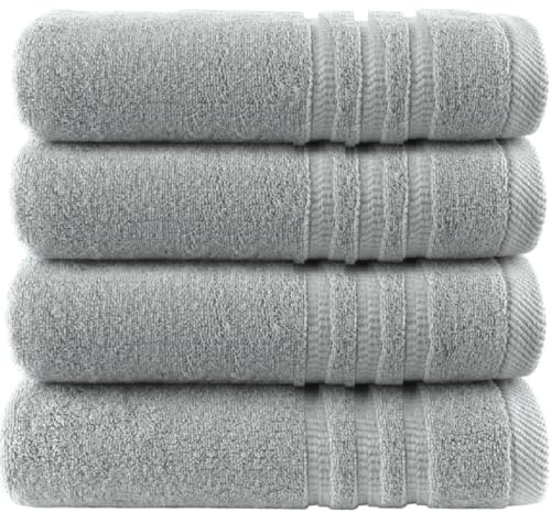 Wholesale Trade Dealz Pack of 2 & 4 Large Bath Sheet Towels 70 X 130 cm 100% Cotton Hotel Quality Bath Towels Soft Quick Drying & Highly Absorbent Big Bath Sheet 500GSM (2, Silver)