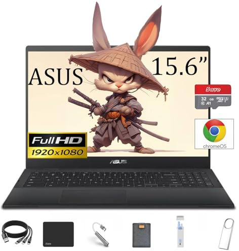 ASUS CX1500 15.6 FHD Chromebook, Intel Celeron N3350 (2-Core,up to 2.4 GHz), 4GB RAM, 128GB Storage (64GB eMMC+64GB Micro SD Card), Chrome OS, Mineral Gray, with 5AVE 6-in-1 Accessory Kit