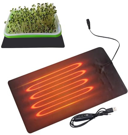 Générique Tapis Chauffant pour se-mis, Coussin Chauffant pour pla-ntes en Cuir PVC Imperméable, Démarrage des GR-aines, Coussin Chauffant pour se-mis À Température Réglable À Trois Vitesses USB