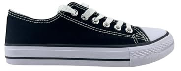 MODELISA - Zapatillas Deportivas De Lona Estilo Casual Mujer (Negro, Sistema Tallas Calzado EU, Adulto, Mujer, Números, Mediano, 38)