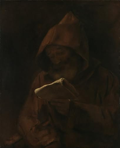 SERENDIPITP Kunstdruck Leinwand Wandkunst Bild Druck Kunst Gemälde eine Mönchslesung von Rembrandt Van Rijn Leinwand Wandkunst Poster für Wanddekoration 60x90cm