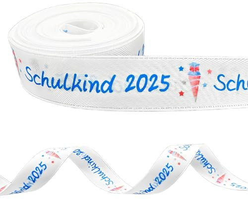 Schulkind 2025 Junge,Schleifenband Schultüte Kindergarten Schleife Zuckertüte Blau Schleifen Band 2cm Breit für Jungen Zuckertüten Schultüten Ausbildung Dekoration Schulanfang Einschulung Geschenkband